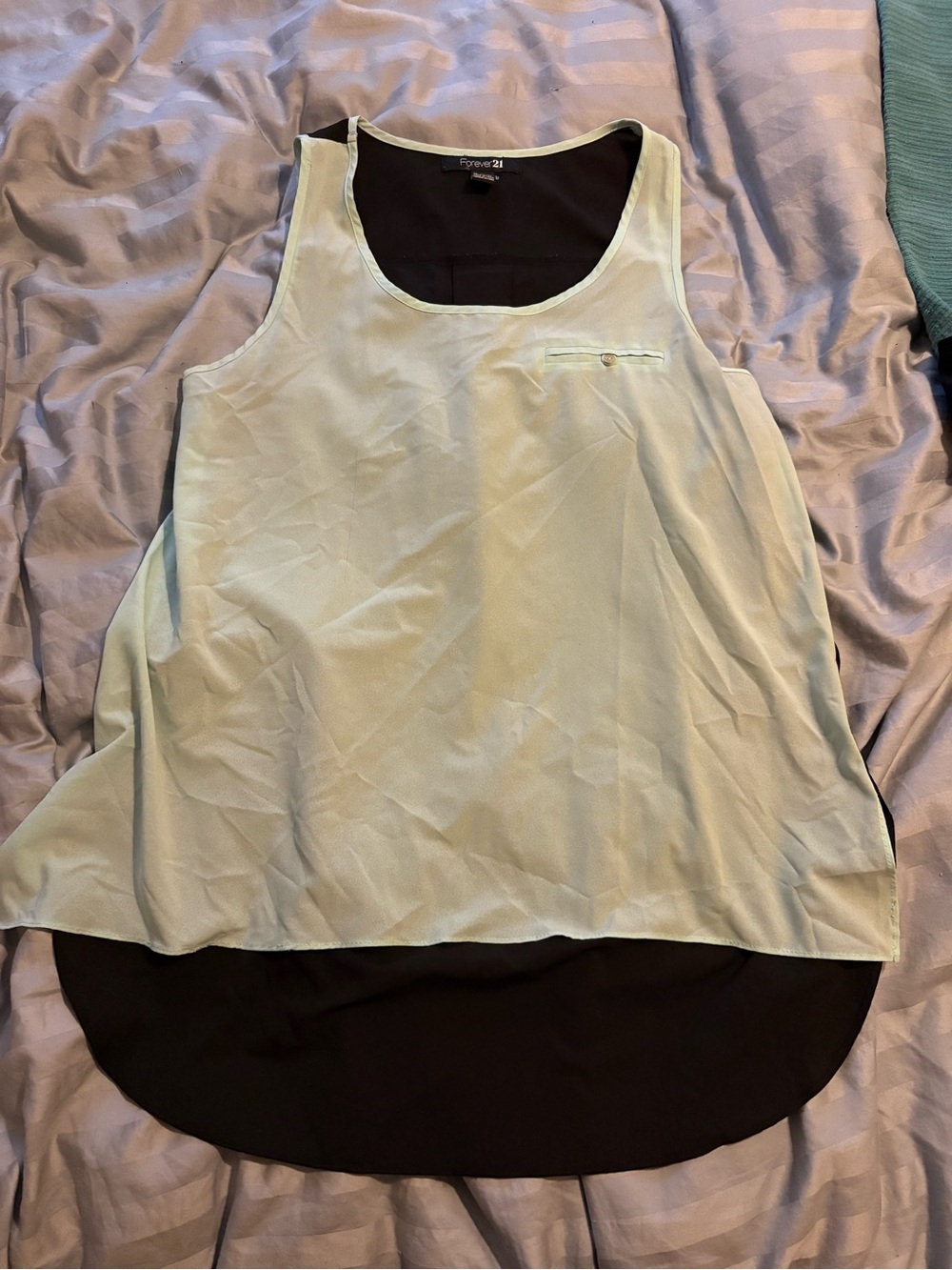 Forever 21 mint green and black tank top sheer large L shirt